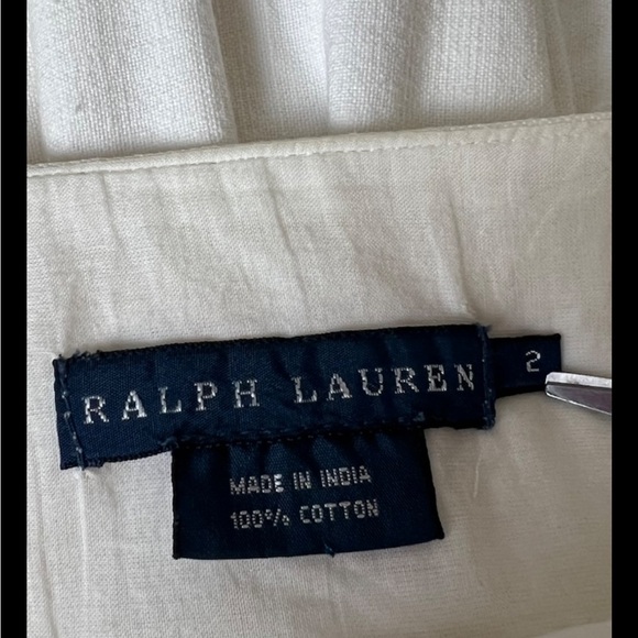 RALPH LAUREN Skirt Metallic Corded Dirndl Gathered Full White Structured Drop - Picture 7 of 8